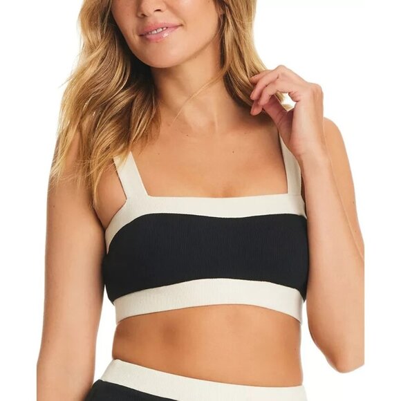 Red Carter Colorblocked Cropped Top Cover-Up Womens Size XS Black Square Neck - Picture 1 of 10